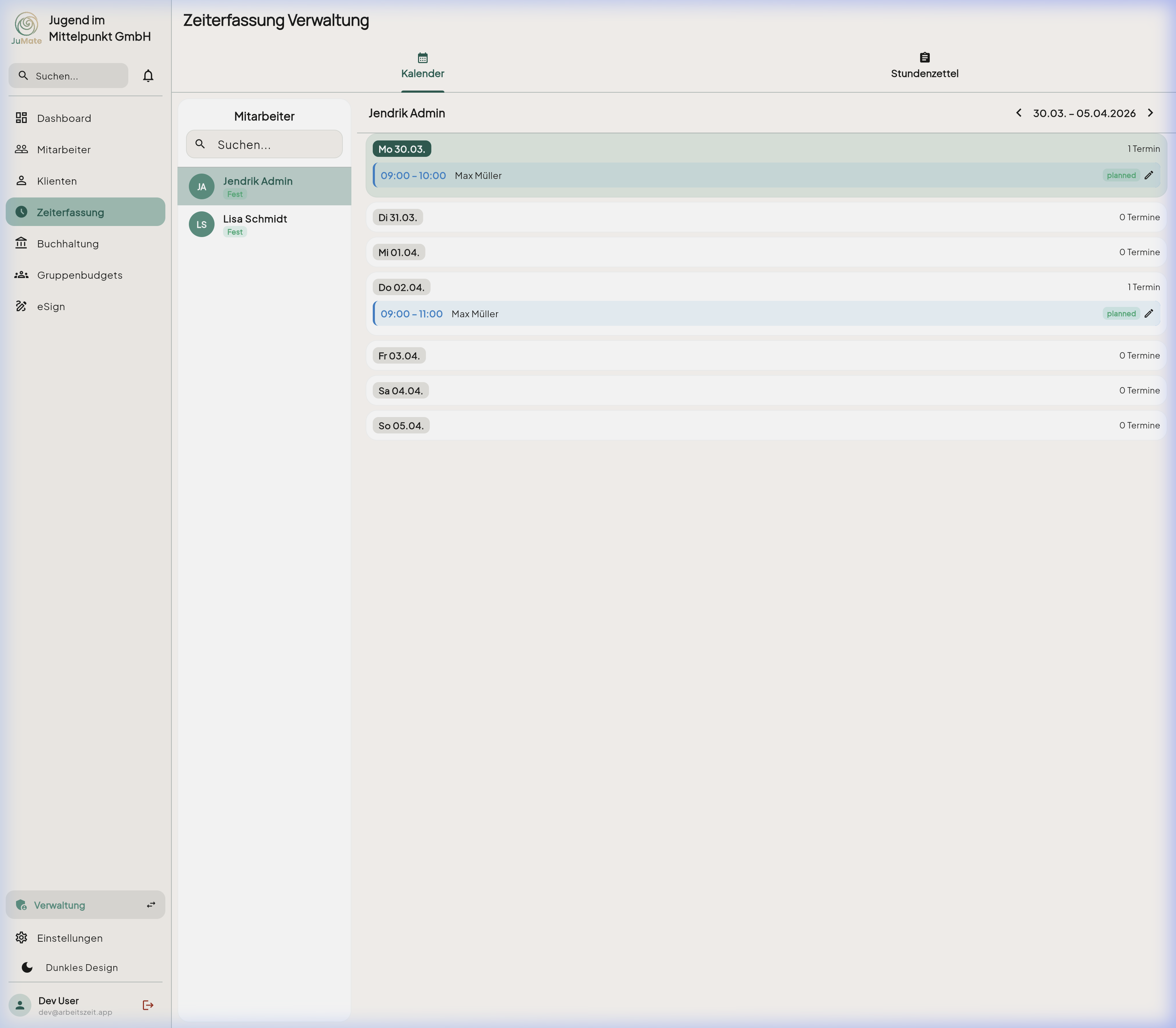 Zeiterfassung Kalenderansicht